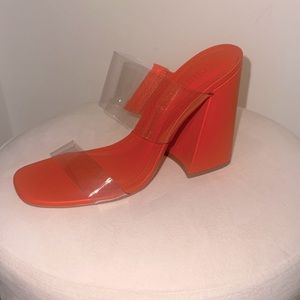 Schutz Transparent Victorie High block Size 9 Color- Orange